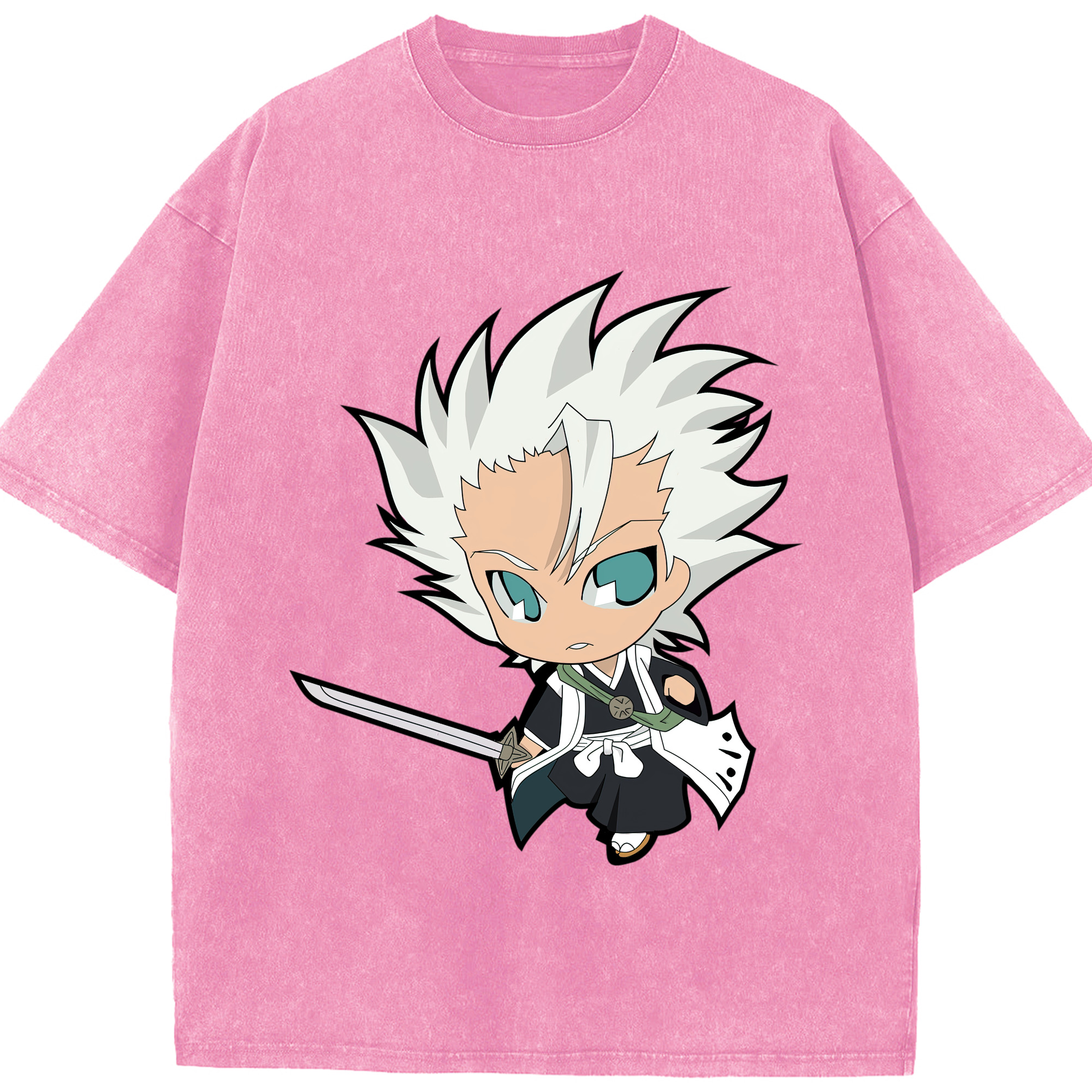 （画像用） ブリーチ 日番谷冬獅郎（ひつがや とうしろう） BLEACH Hitsugaya Toushirou 綿100% ヴィンテージ風 半袖Tシャツ（フロントプリント）